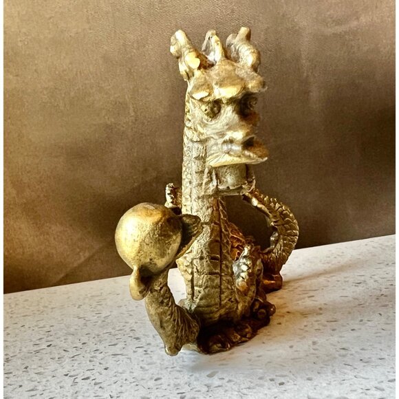 Brass Dragon Figurine Sculpture 4” x 2.5” T - Picture 11 of 11